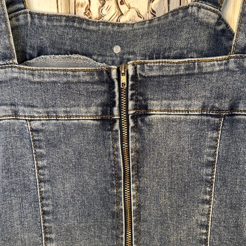 Retro Groovy Medium Wash Denim Strap Jumpsuit - Picture 10 of 13